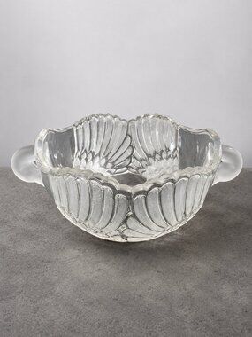 Vintage Mikasa Walther Crystal Swan Bowl West Germany 4"H x 7.5"W Frosted